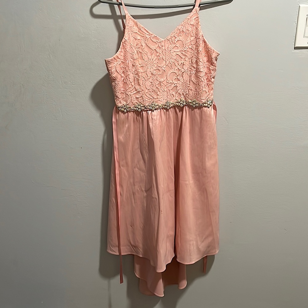 a rare editions rose gold dress with rhinestones. Size 16 in kids.